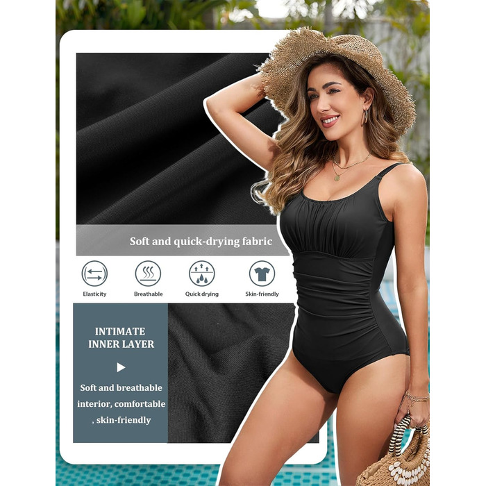 Купальник жіночий Vancavoo з ефектом шортів, push-up, без спинки, з рюшами, чорний