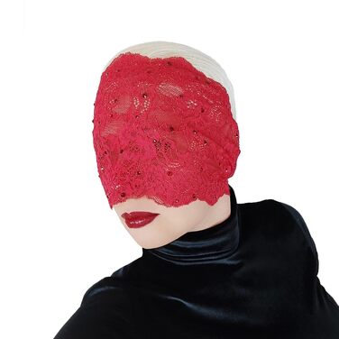 Елегантна червона мереживна маска для жінок з камінням - венеціанська маска з квітковим візерунком для маскарату, карнавалу, косплею, готичної вечірки та особливих подій. Червона (червоні стрази)
