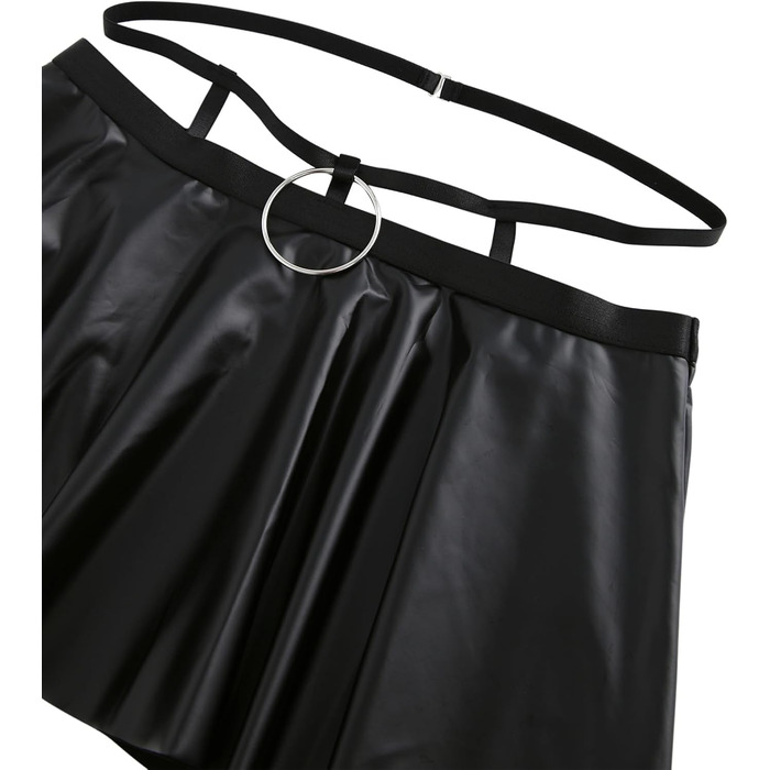 Комплект жіночої білизни Lilosy: панчіхони, чокер, ремінець, бюстгальтер з під підняттям, спідниця, чорний, XXS