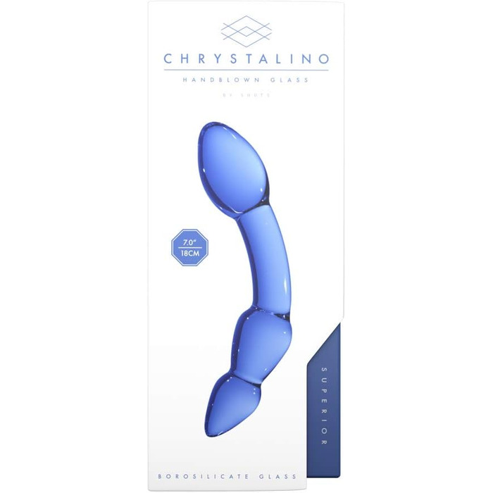 Дильдо Shots Chrystalino з боросилікатного скла, блакитний, 15 см