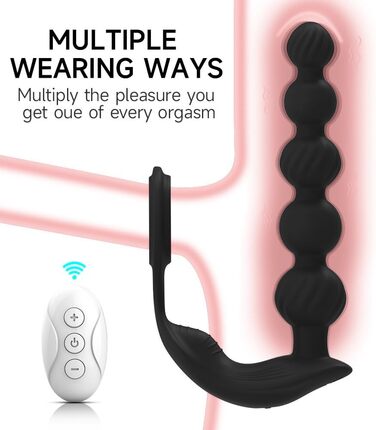 Анальні вібратори для чоловіків NAIXBTY з простатичним масажером, кільцем для пеніса та анальними кульками. 10 режимів вібрації, Butt Plug, секс-іграшки для чоловіків