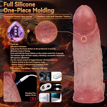 Пеніс-сleeve з 10 вібраційними режимами та пультом керування для пар - LZYLWC (A)