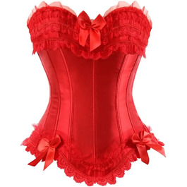 Сукня-корсет WDSBZNB для жінок, великі розміри, сукня-корсет, топ-корсет, атлас, сексуальна шнуровка, блискавка, спідня білизна (червоний, 2XL) XXL Червоний