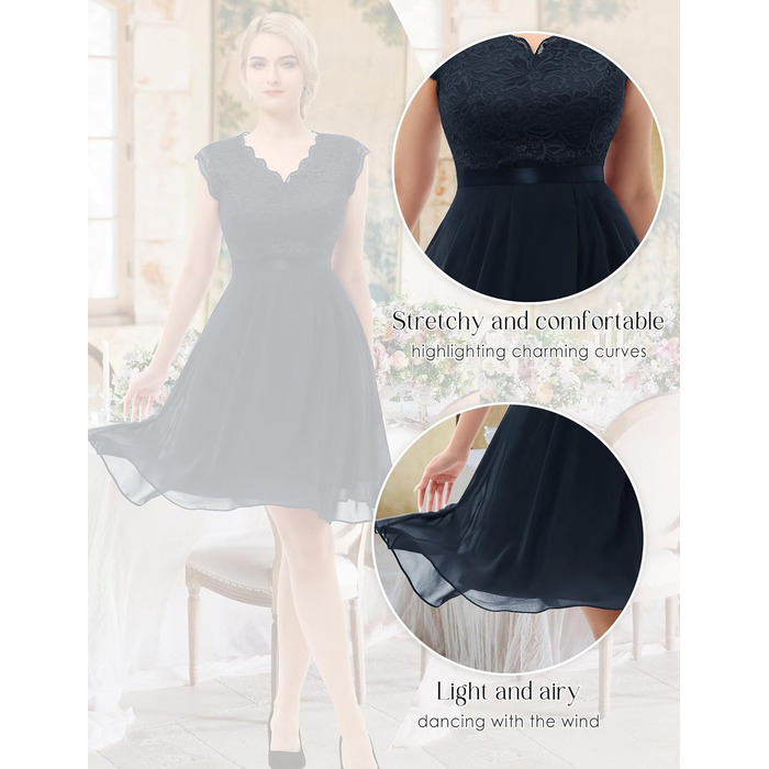 Сукня коктейльна Dressystar Daen для гостей на весілля, довжина міні, темно-синя (L)