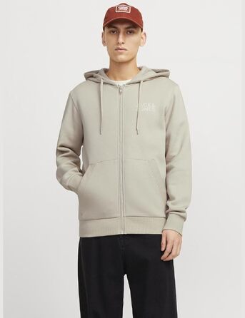 Чоловіча толстовка-худі на блискавці Jack & Jones Jjecorp ogo Sweat Zip Hood, колір Moonbeam, розмір XL