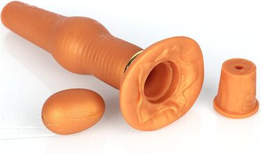 Анальний вібратор-дилататор з силікону, великий овоїд, для дорослих (золотий)