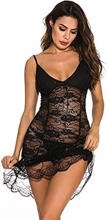 Сексуальний жіночий комплект ніжної піжами GMDNS, чорний, розмір S