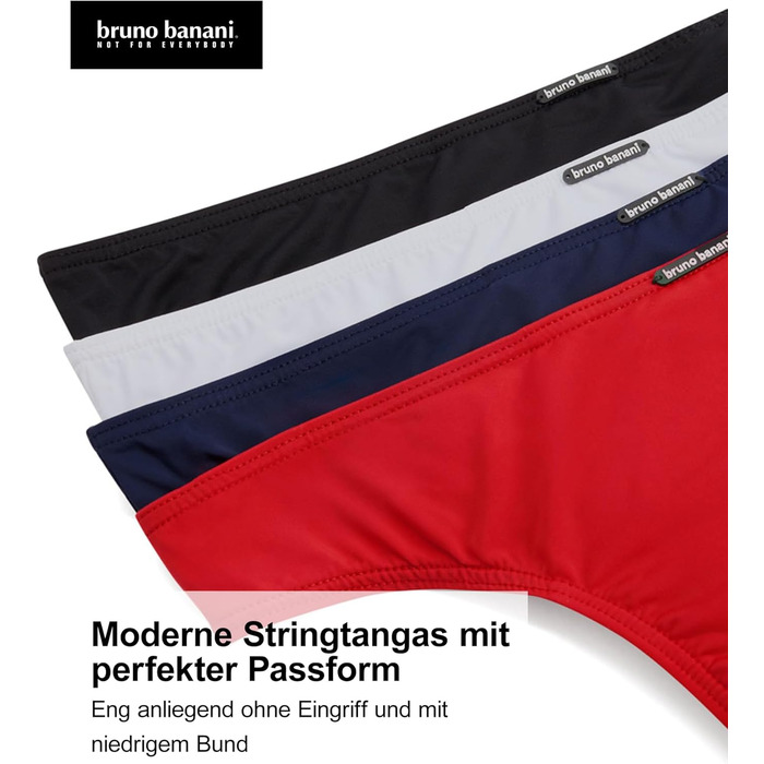 Труси чоловічі Bruno Banani 4 шт. - Мікрофібра, дихаюча тканина, низька посадка, чорний/темно-синій/червоний/білий