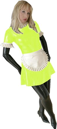 Костюм горничної Sissy Cosplay: сукня з довгим рукавом та латексом, чорно-білий фартух, стиль Лоліти, світіння зеленого кольору, розмір 5XL