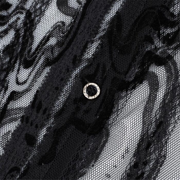 Чоловіча сорочка Deepsko з мереживом, прозора, літня, чорна