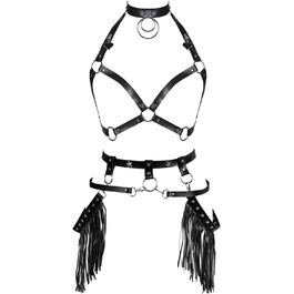 Жіночий корсет-нагрудник у стилі панк з ремінним поясом. Аксесуар для вечірок, танців, готичного стилю. Чорний колір.