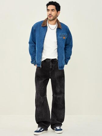 Чоловічі джинси Baggy JMIERR у стилі streetwear, широкі варені джинси з деніму, чорні, розмір XL
