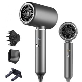 Професійний фен для волосся Profi 2200W з AC-мотором, іонізацією, дифузором та 2 концентраторами, 4 температури/2 швидкості, функція холодного повітря, сірий