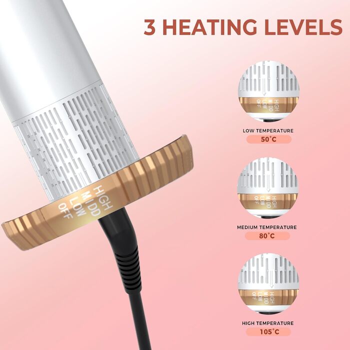 Мультистайлер для волосся 6 в 1 MogaWave Hairstyler Pro Airbrush: фен-щітка, автоматичний курлер та вирівнювач для об'єму, завивки та гладкості, бежевий