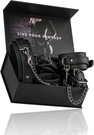 Набір наручників та пов'язки на шию з шкіри, регульовані, для бондейжу, фетиш, SM, подарунок Easytoys