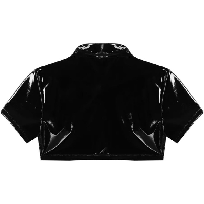 Чоловіча сорочка з лакованої шкіри Wetlook AIEOE, чорна, XXL