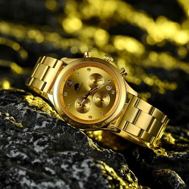 Металевий ремінець для годинника BISONSTRAP з нержавіючої сталі 316L, конічна форма, розплітні застібка, золотий, 19мм