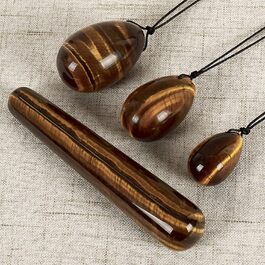 Кристалічний Ясеневий Яйце з Жадеїту для Кегель-тренінгу: Масажер для Вагінальних М'язів, Білий Кристал (Тігровий Око)