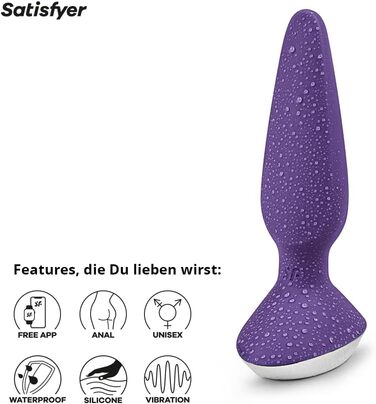 Вібратор Satisfyer Plug-ilicious 1 для анусу з керуванням через додаток | Водостійкий (IPX7) | Силікон, безпечний для шкіри | Іграшка для дорослих для чоловіків та жінок | Колір: бірюзовий, розмір: універсальний