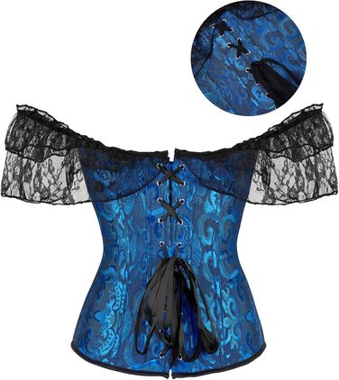 Жіночий топ-корсет CKJ Corage у стилі піратів/готики з басками, великі розміри (5XL), темно-синій