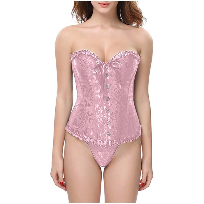 Корсет бюстгальтер готичний бурлеск: чорний рожевий корсет для жінок, бюстгальтер-корсет, талія, повний об'єм