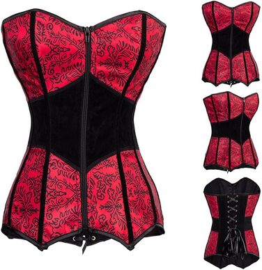 Корсет-топ KUOSE для жінок з повним бюстом, чорний/червоний, з бретелями