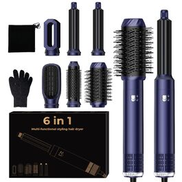 Мультистайлер для волосся 6 в 1 MogaWave Hairstyler Pro Airbrush: фен-щітка, автоматичний курлер та випрямляч для об'єму та укладки (Бірюзовий)