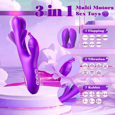3-в-1 вібратор для жінок: стимуляція G-точки та клітора з 7 режимами вібрації та 7 режимами імпульсу (фіолетовий)