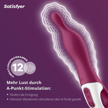 Вібратор Satisfyer A-Mazing 1 для жінок | Гнучкий наконечник для глибокої стимуляції | Водостійкий (IPX7) | Перезаряджуваний | Ягода
