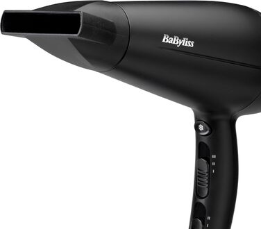 Фен для волосся BaByliss Turbo Smooth D572DE, 2200 Вт, з іонізацією та дифузором, 3 температурні режими, чорний