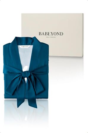 Babeyond Халат кімоно, довгий, квітковий принт, сатин, нічна сорочка, шовковий халат для вечірок, універсальний розмір, темно-зелений