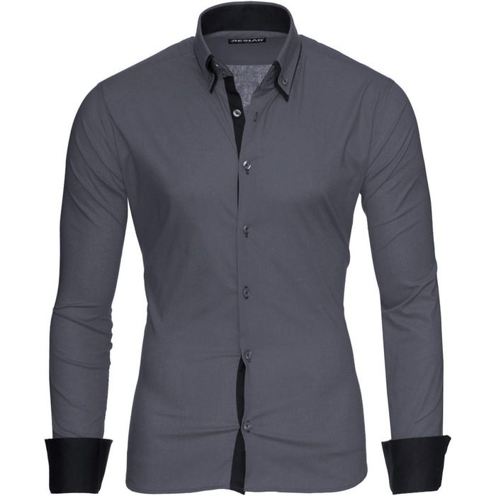 Чоловічий халат Reslad Hed Sli Fit Kontrast Alabaa RS-7050 (XXL, антрацит-чорний)