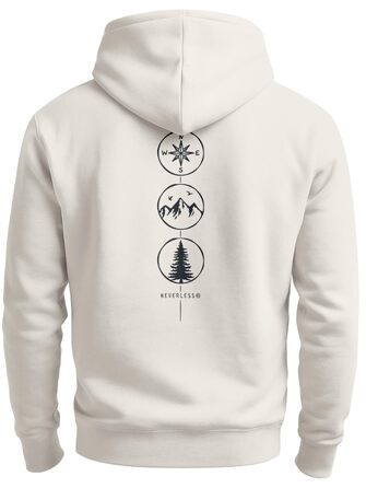 Чоловічий худі Neverless з принтом на спині Nature Symbole (компас, гори, дерево), Urban-grey, розмір XL