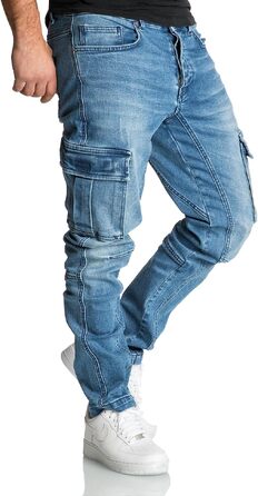 Чоловічі джинси-карго REPUBLIX Regular Slim Denim Destroyed, світло-блакитні (40W / 34L)