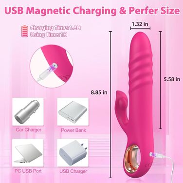 Вібратор JFRong 2-в-1 Кролик: вібратор, анальний вібратор. Силікон, 10 режимів, стимулятор G-точки та клітора. Для жінок (Рожевий)