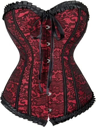 Корсетний топ KUOSE для повних грудей, чорно-білий, великі розміри, червоний