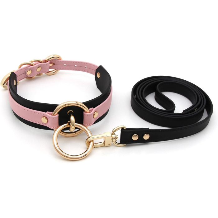 Чокер Lalatia з кільцем на шиї: шкіряний чокер для жінок (рожевий, чорний, золотий)