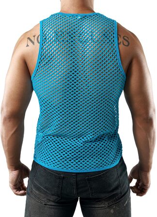 Чоловіча сітка-майка JOGAL з прозорої тканини (XXL, океановий блакитний)