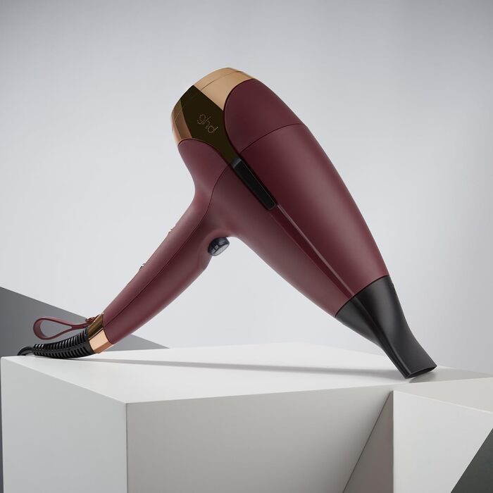 Професійний фен для волосся ghd Helios: швидке сушіння, низький рівень шуму, легка вага, для стілінгу та blowout (колір Bordeaux)