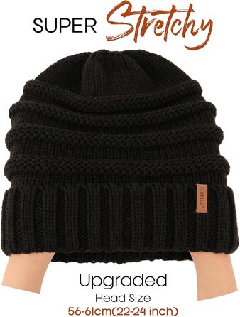 Жіноча в'язана шапка-біні FURTALK Slouch Beanie у стилі street style, груба в'язка, м'яка зимова шапка, універсальний розмір, чорна