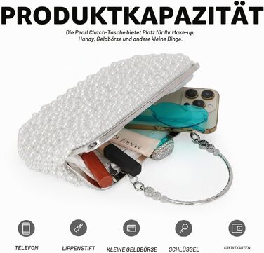 Жіночий вечірній клатч з перлами у вінтажному стилі для нареченої, весіль та коктейльних вечірок (Білий)