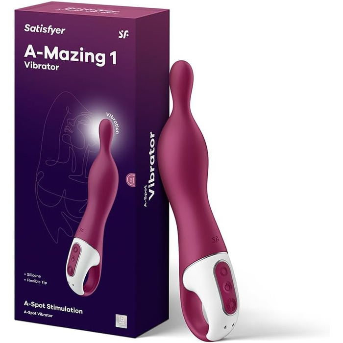 Вібратор Satisfyer A-Mazing 1 для жінок | Гнучкий наконечник для глибокої стимуляції | Водостійкий (IPX7) | Перезаряджуваний | Ягода