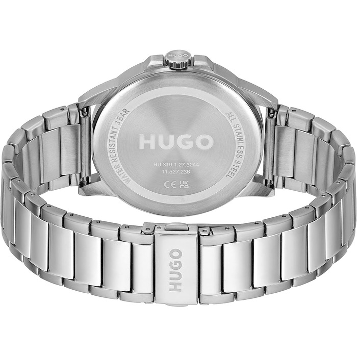 Чоловічий аналоговий кварцовий годинник HUGO First Collection синього кольору зі сталевим браслетом