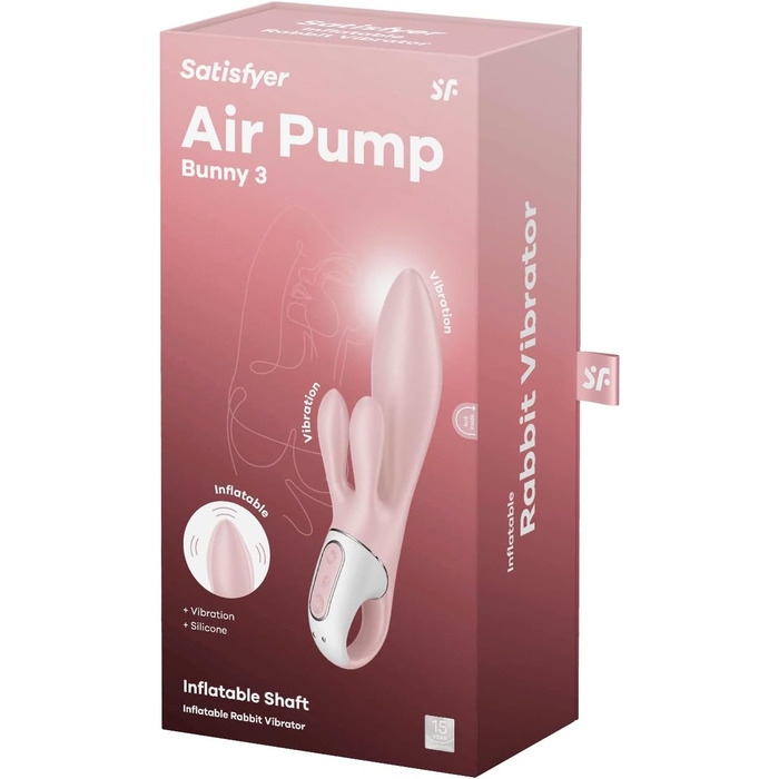 Satisfyer Air Pump Bunny 3: Надувний вібратор-кролик з 12 програмами | IPX7, Силікон
