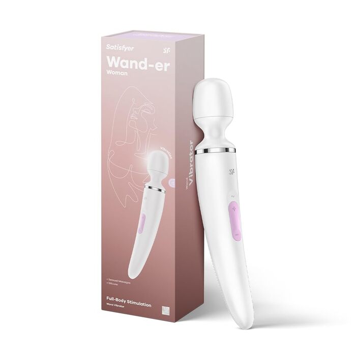Satisfyer Wand-er Woman: Масажер-паличка з 50 режимами вібрації | Інтимні іграшки для жінок та чоловіків | Тихий та потужний вібратор для тіла | Білий колір