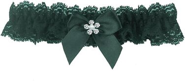 Стрічка на ногу мереживна LeJulyeekay для нареченої, весілля, темно-зелена