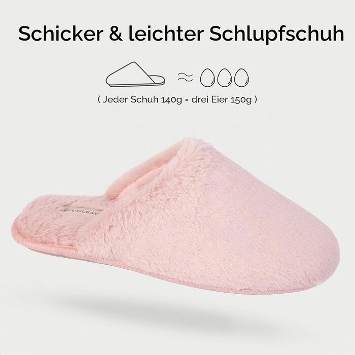 Жіночі домашні капці Snug Leaves з штучним хутром та ефектом пам'яті Memory Foam, рожеві, розмір 42/43 EU