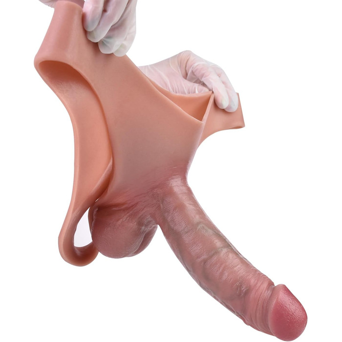 Секс-іграшка Axcroo: Реалістичний ременний пеніс з об'ємними яєчками та імітацією вен. Іграшка для чоловіків та пар.