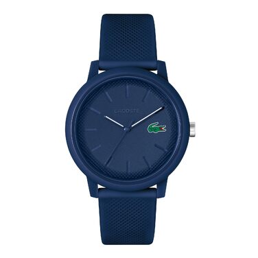 Аналоговий кварцовий годинник Lacoste 12.12 унісекс з синім силіконовим ремінцем Petit Piqué (Navy)