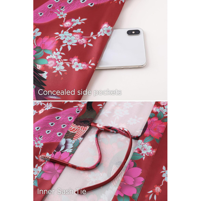 Жіночий халат-кімоно BABEYOND з квітковим принтом, великі розміри, бордовий